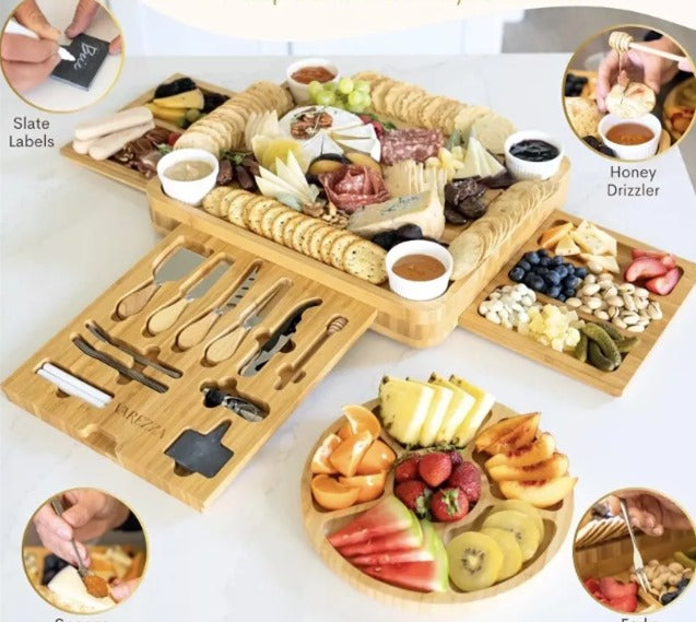 Tabla De Quesos Picoteo Fruta Bambú